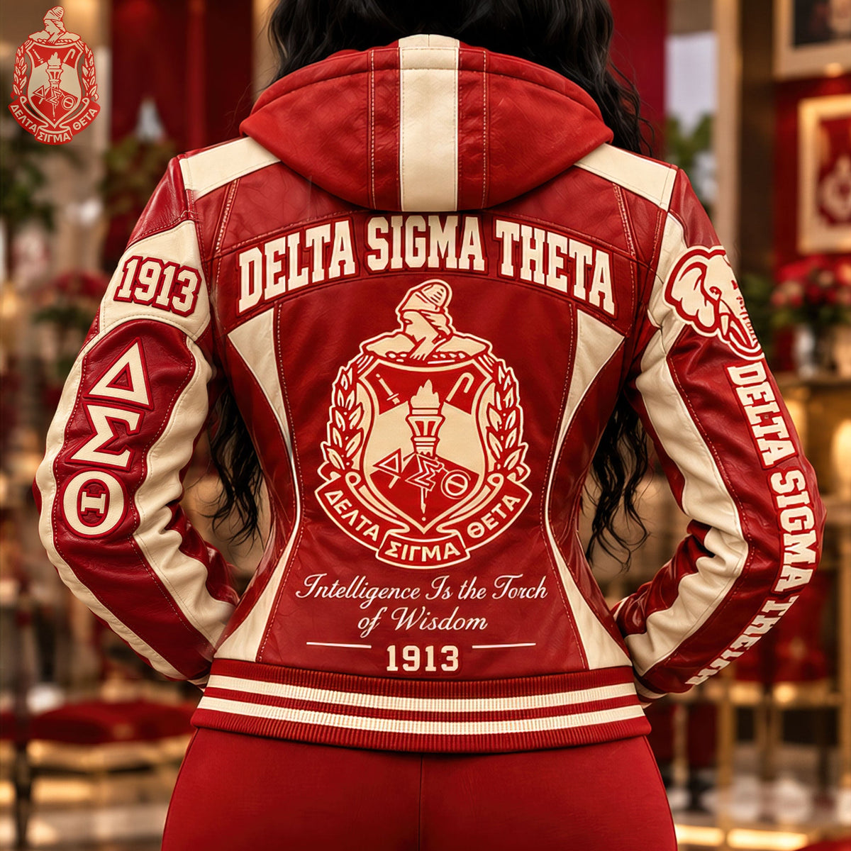Hooded Leather-Look Bomber Jacket HANNN TND DST 20102614