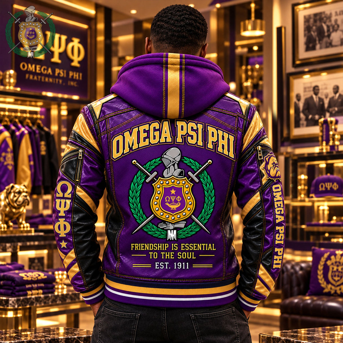 Hooded Leather-Look Bomber Jacket HANNN TND OPP 20102616