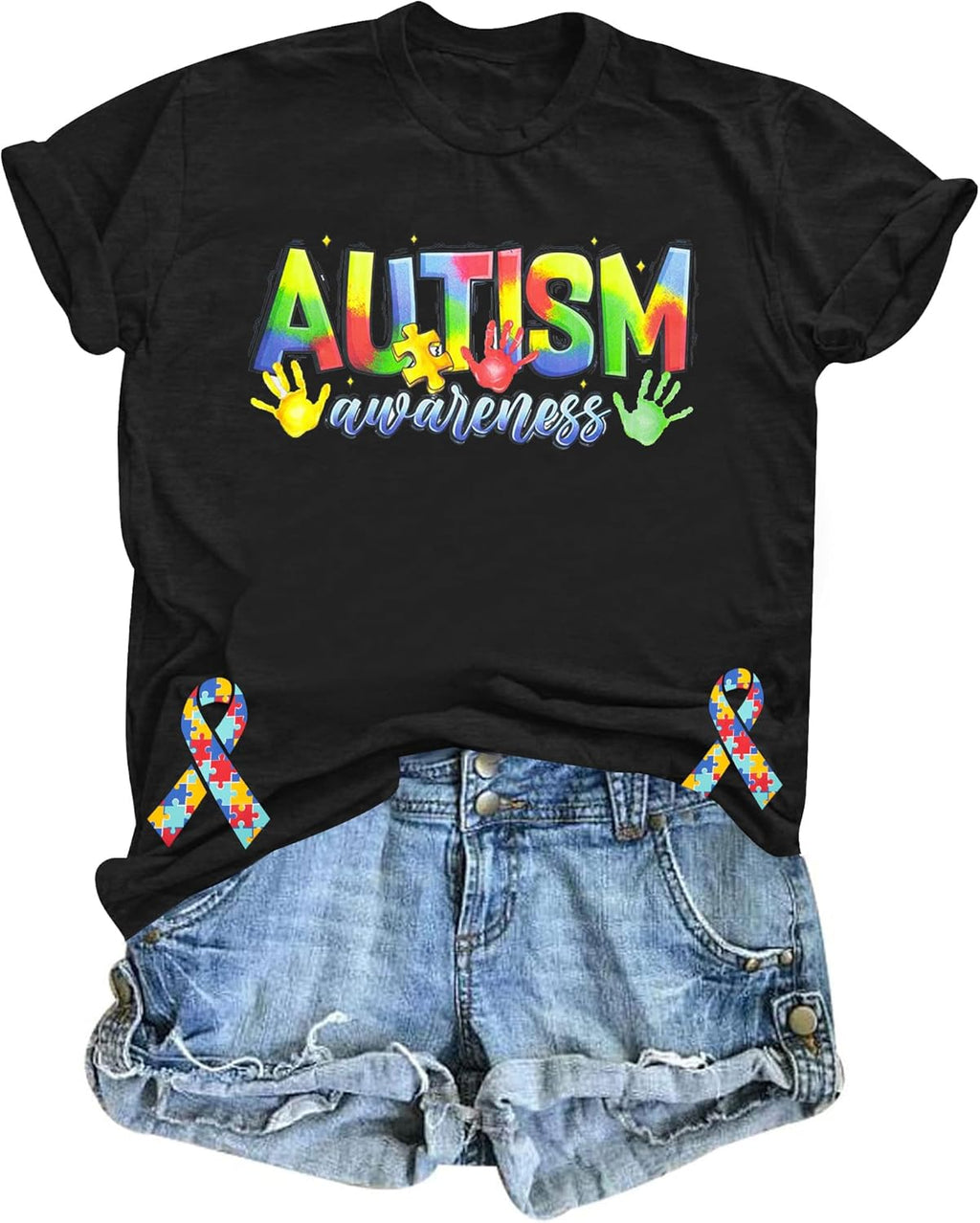 Autism Shirt for Women Autism Awareness T Shirt Autism Mom Tops Autistic Support Crewneck Short Sleeve Tops