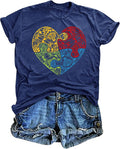 UYIQL Autism Awareness Shirt Women Accept Love Understand Tshirt Puzzle Piece Heart Graphic Inspirational Tee Tops