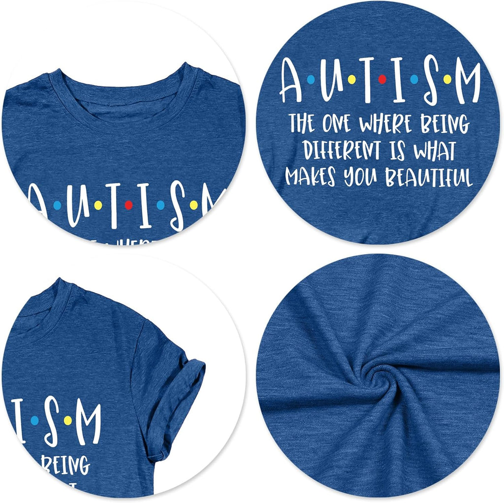 Autism Awareness Shirts Women Autism T Shirt Autistic Acceptance Tee Casual Inspirational Tops