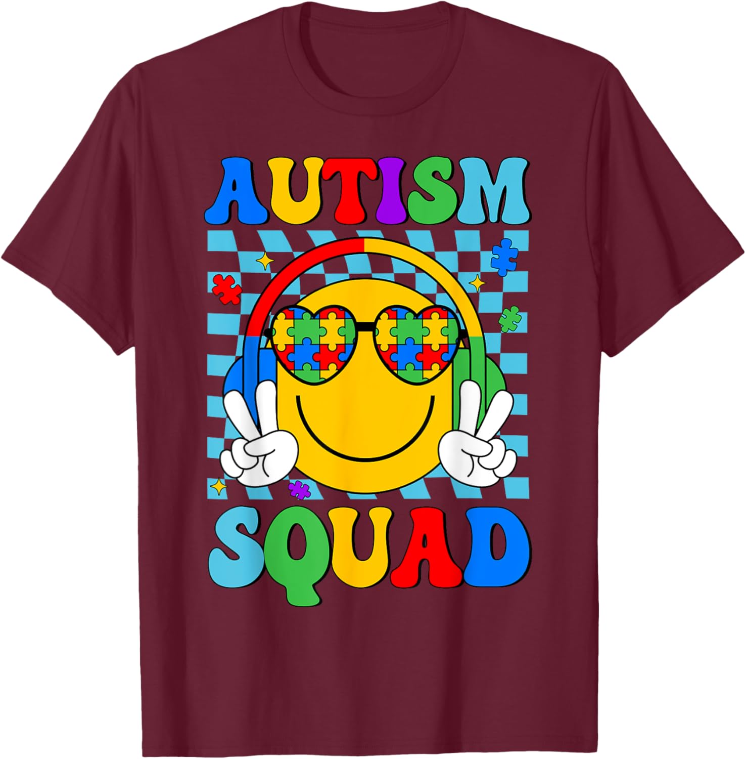 Autism Awareness Autism Squad Support Smile Face Women Men