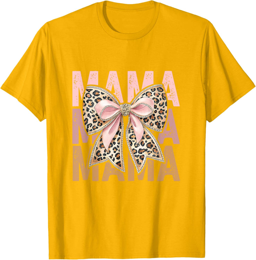 Retro Leopard Mama,Cute Mom Retro Coquette Bow Mother's Day