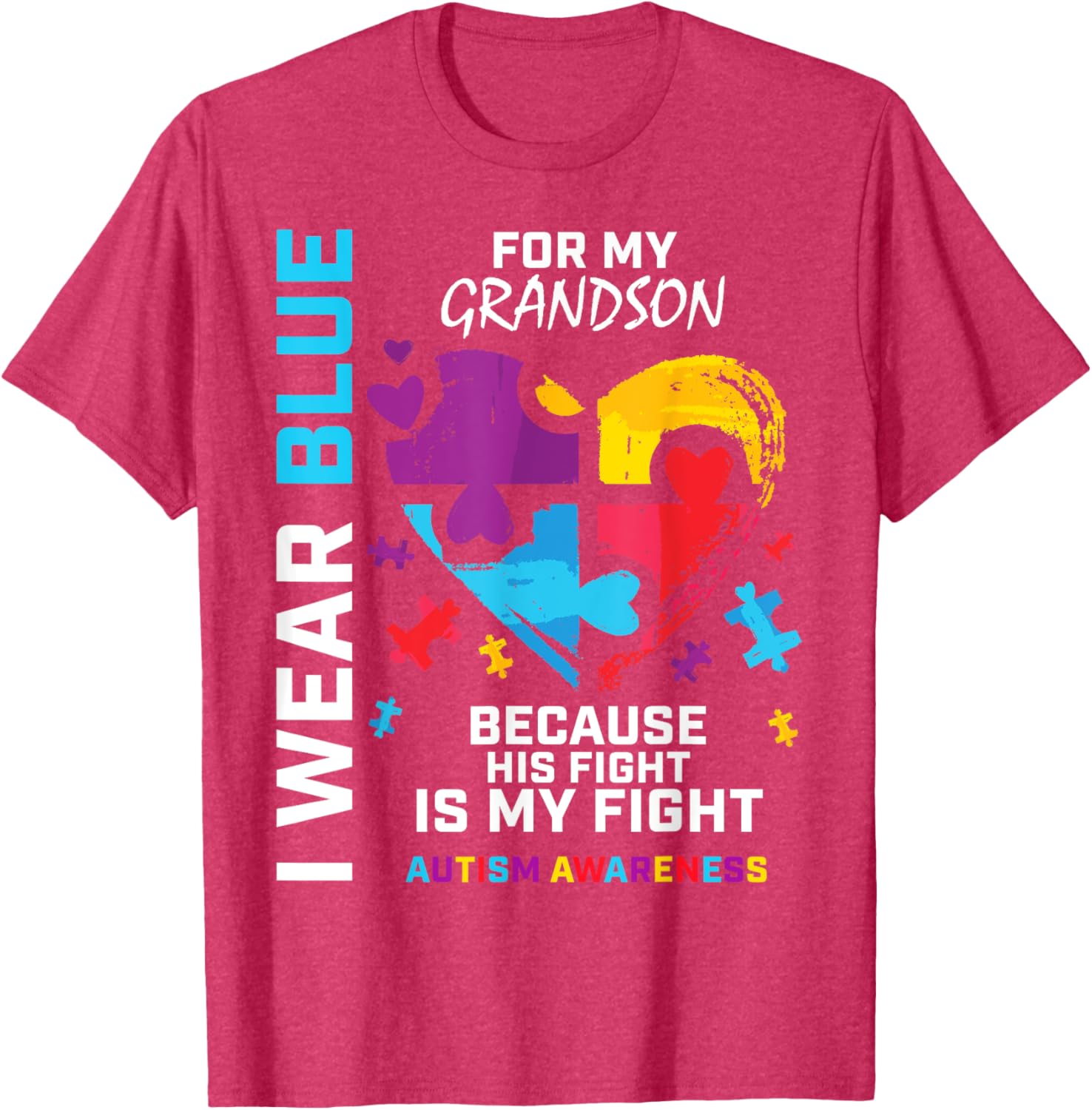 Grandma Grandpa I Wear Blue For My Grandson Autism Awareness