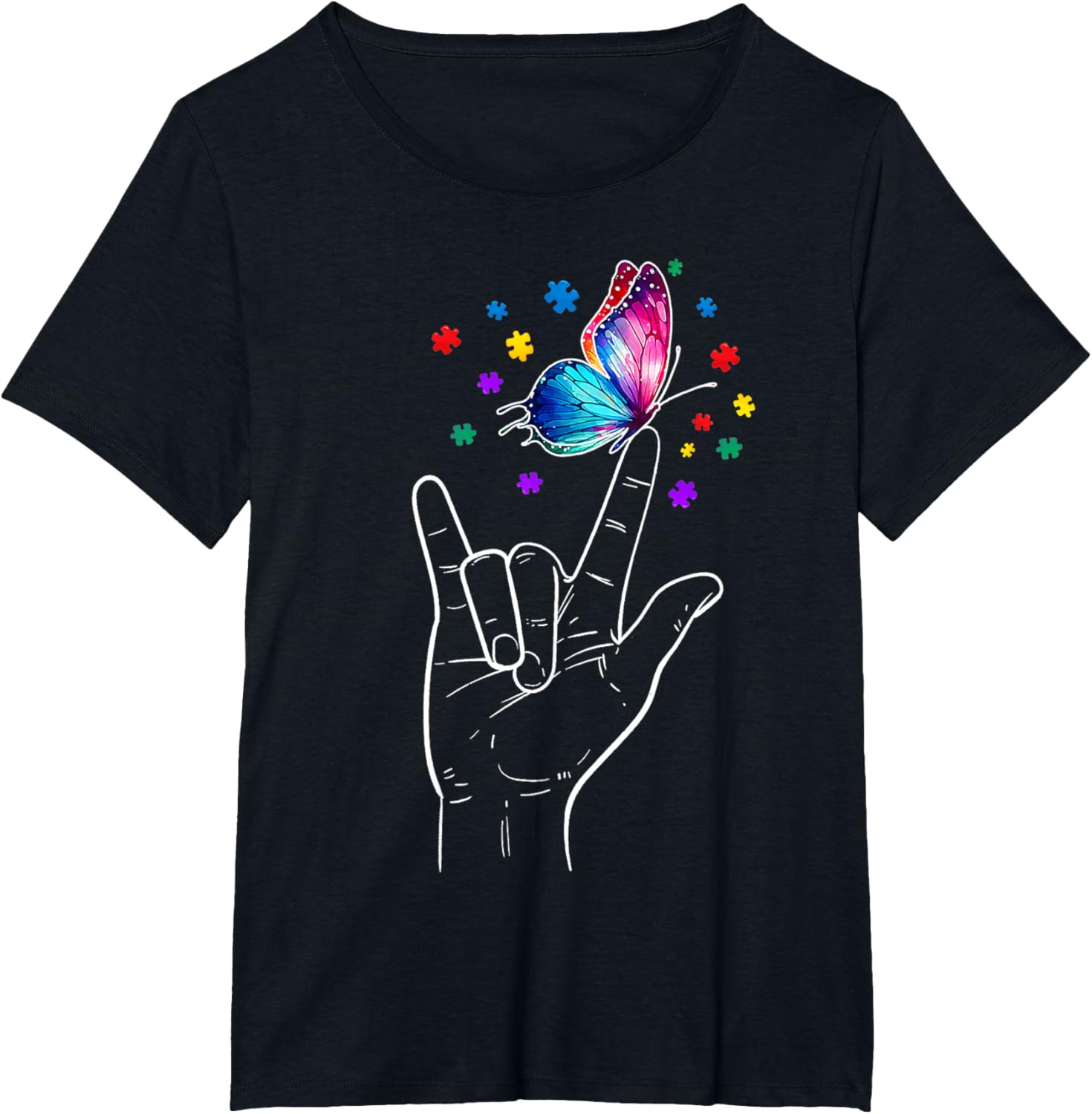 I Love You Hand Sign Language Butterfly Autism Awareness