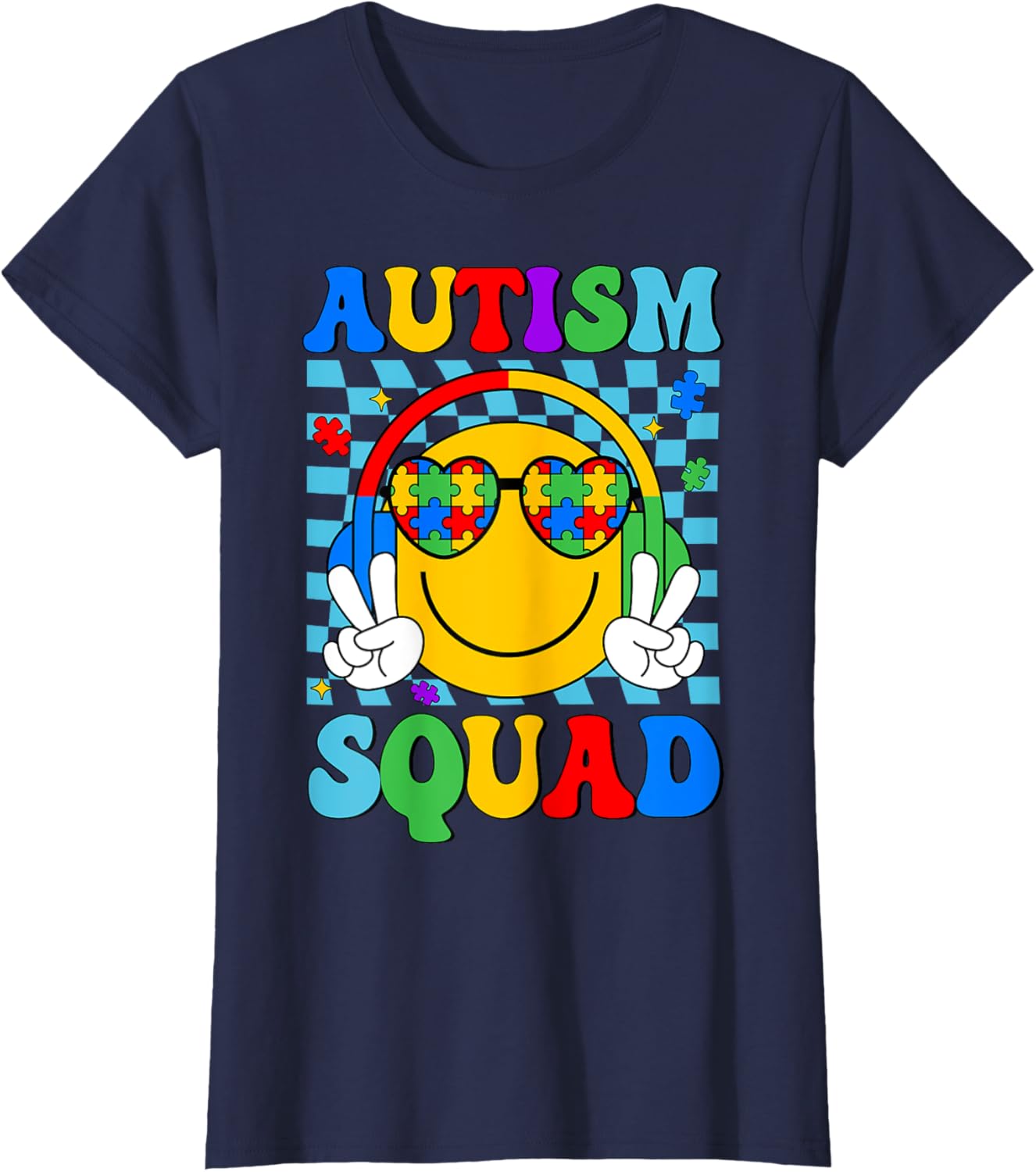 Autism Awareness Autism Squad Support Smile Face Women Men