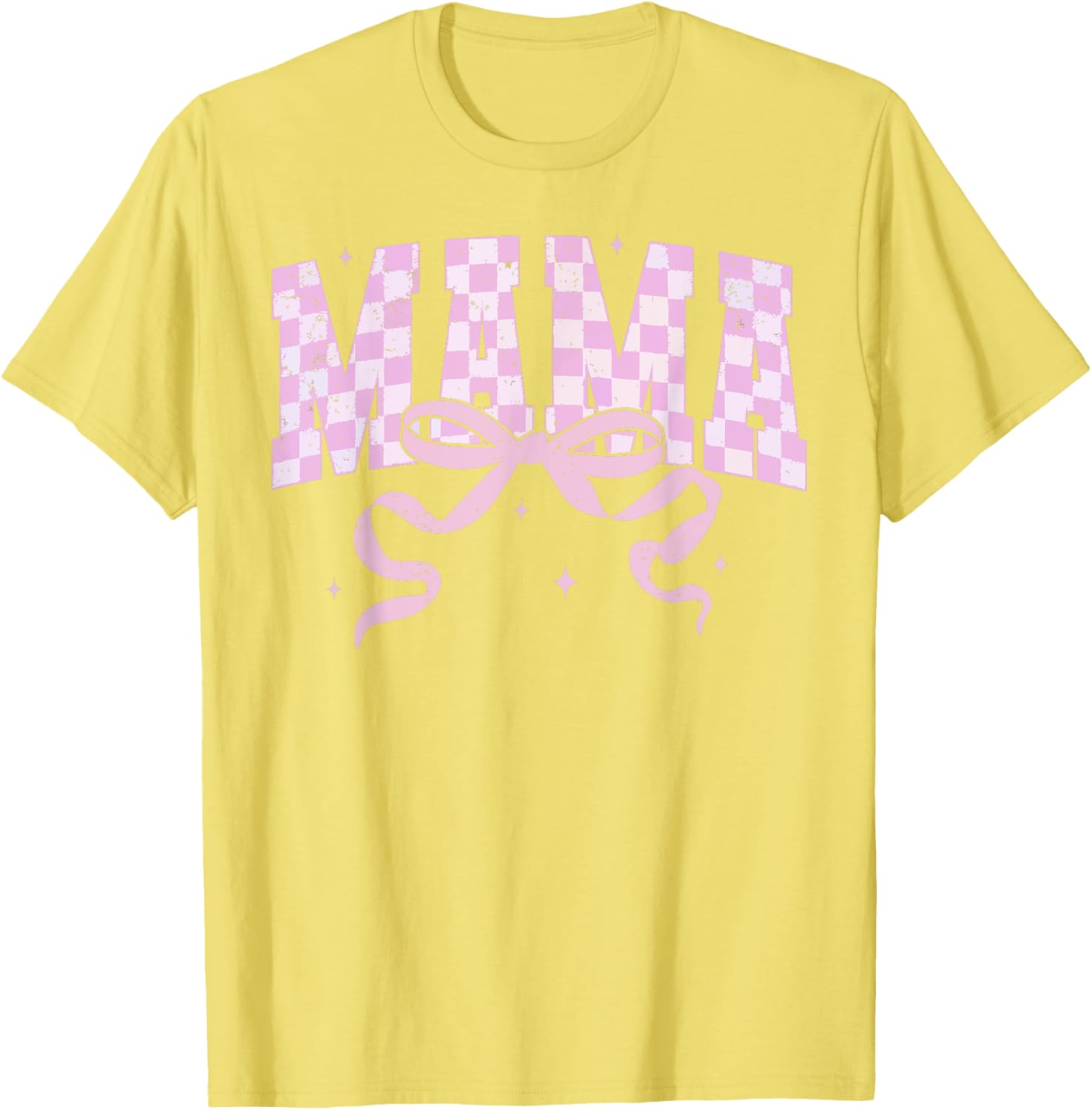 Retro Checkered Mama Coquette Mother's Day Pink Bow