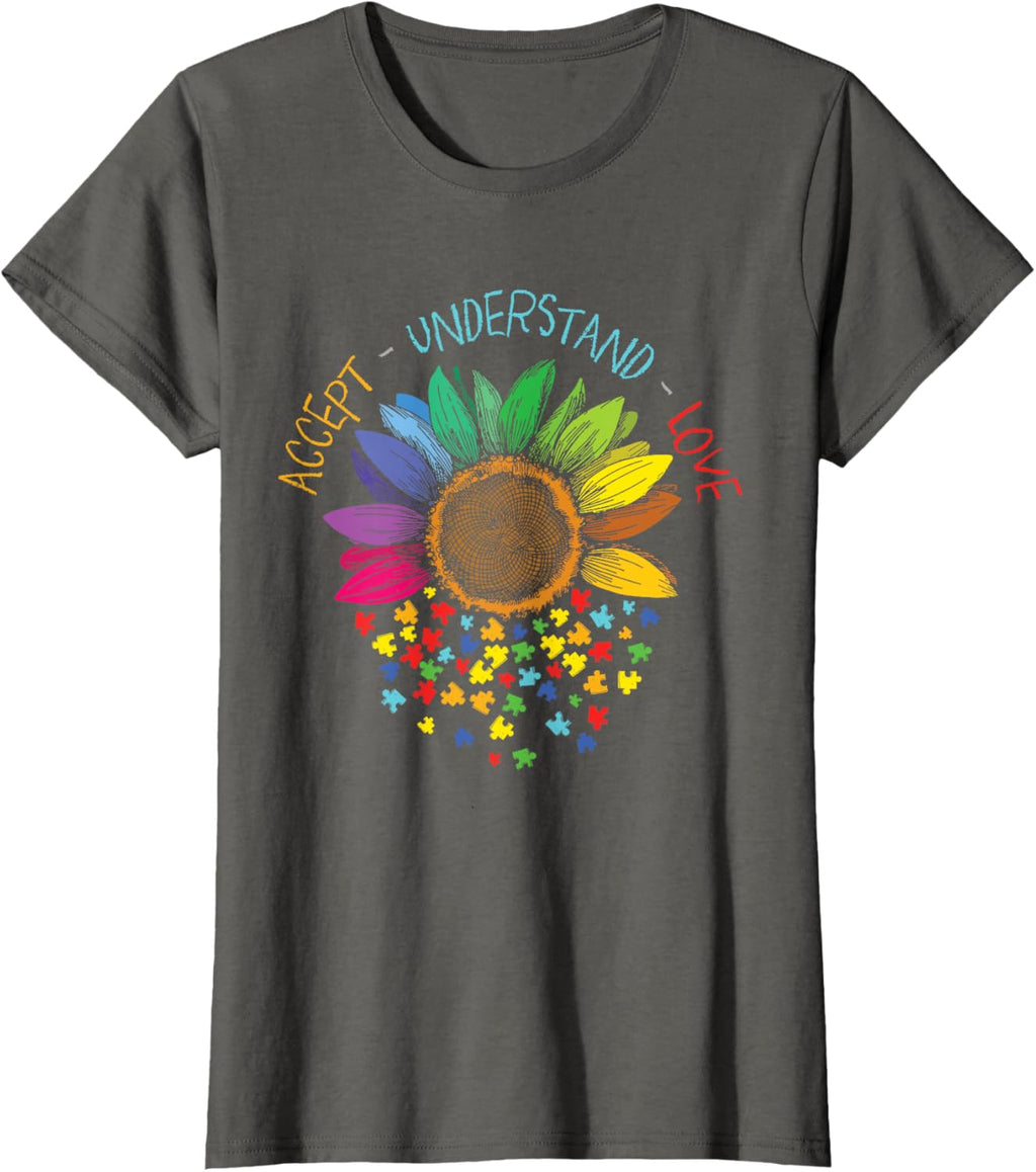 Autism Awareness Accept Understand Love ASD Rainbow Flower