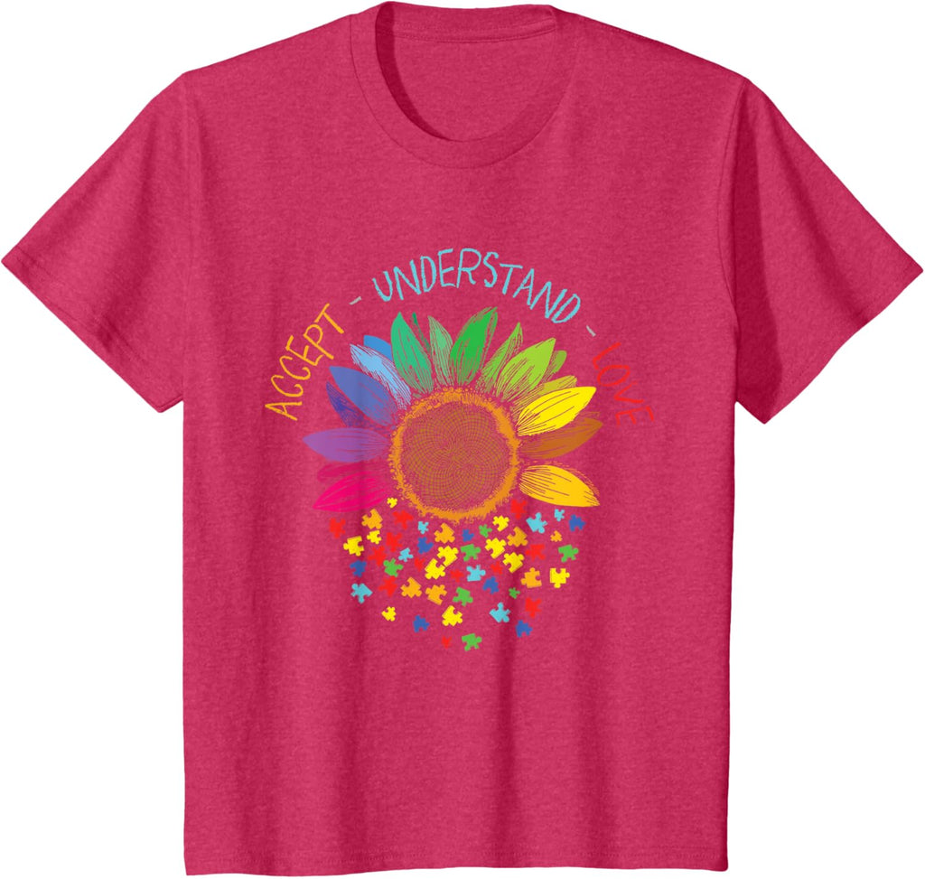 Autism Awareness Accept Understand Love ASD Rainbow Flower