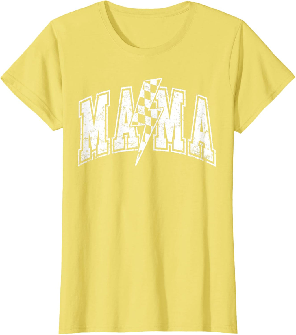 Mama Lightning Bolt Checkered Varsity Mom Women Mother's Day Mother Shirt