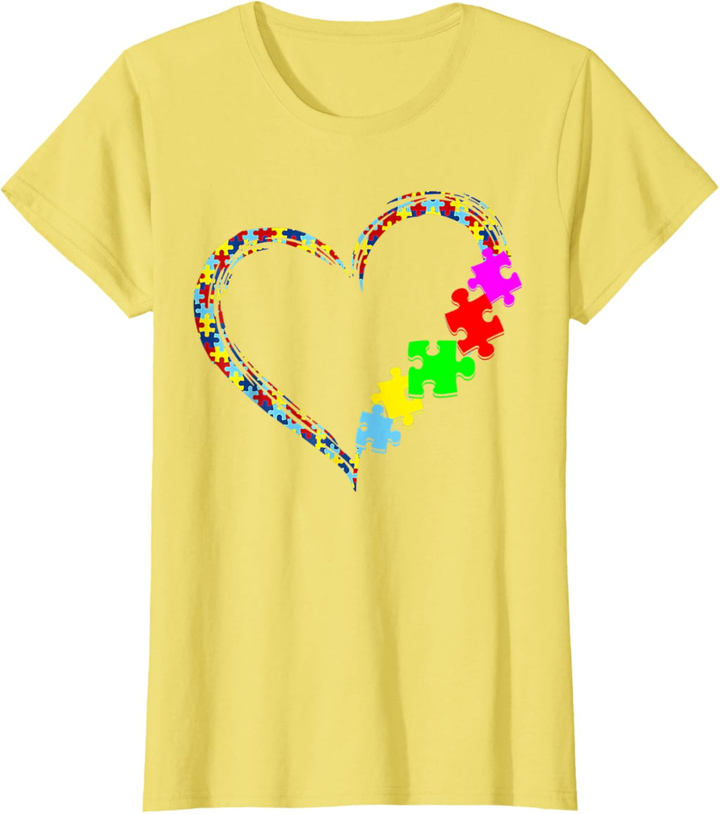 Autism Awareness Love Heart Puzzle Piece Gift Men Women