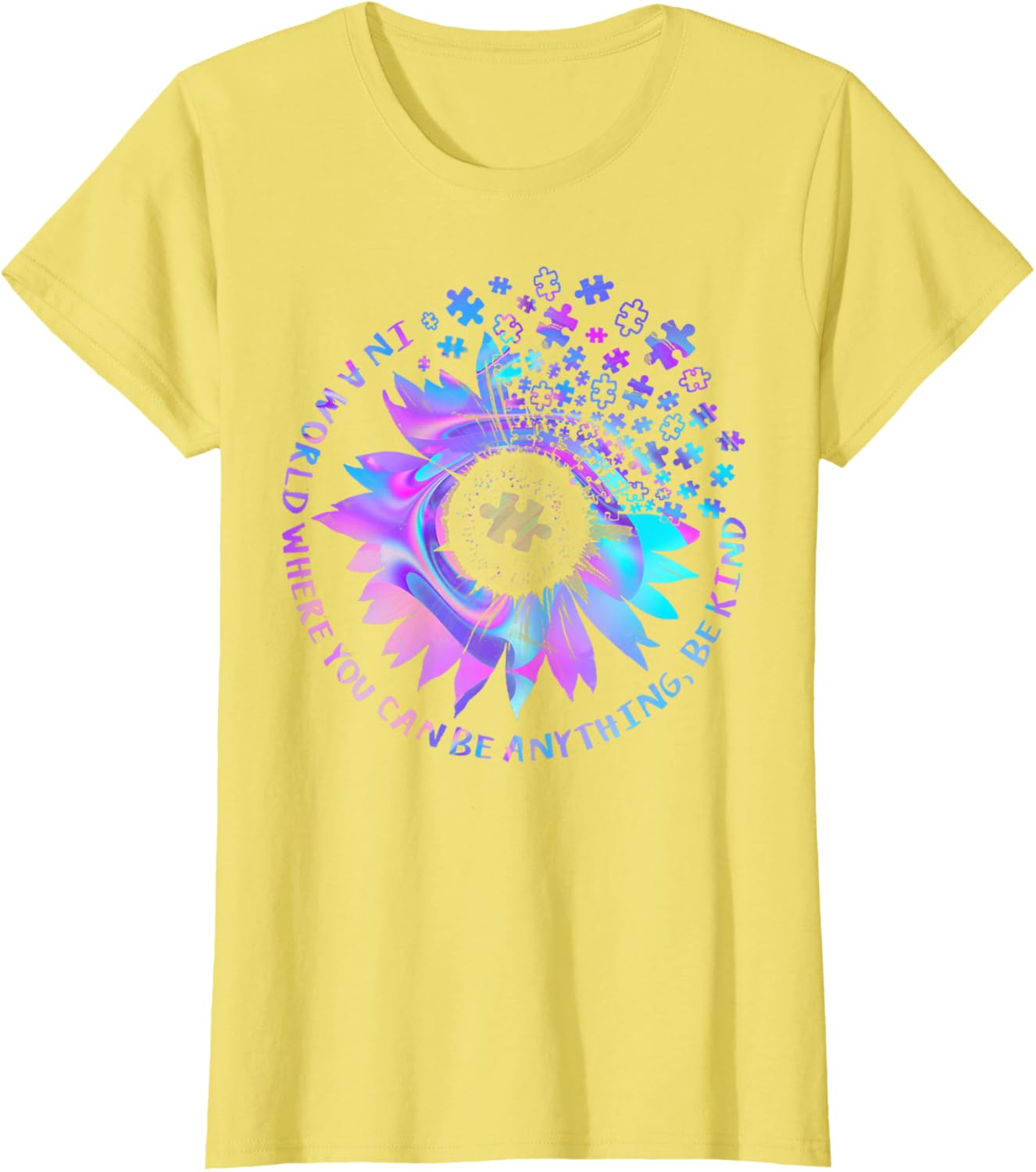 Be Kind Autism Awareness Kindness Sunflower Tie Dye Puzzle