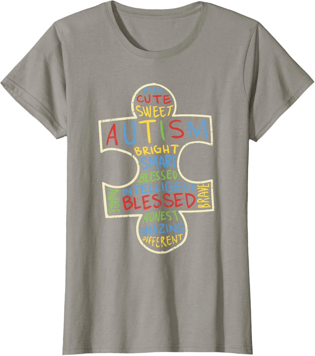 Autism Awareness Shirt Puzzle Piece Words Autistic Gift