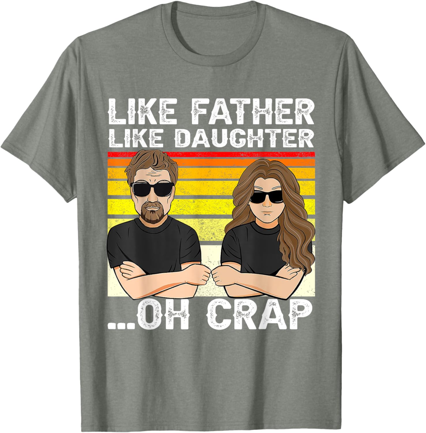 Vintage Retro Dad and Daughter Family Matching Tee - Like Father Like Daughter Oh Crap - Funny Fathers Day T-Shirt - Black - Women's - Small - Short Sleeve - Cotton 100%