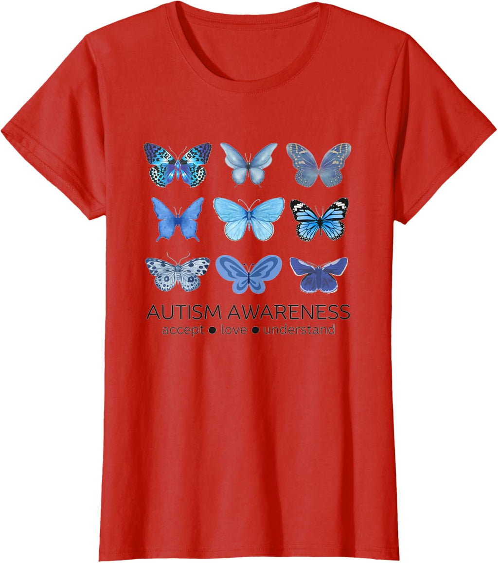 Women In April We Wear Blue Butterfly Autism Mental Health