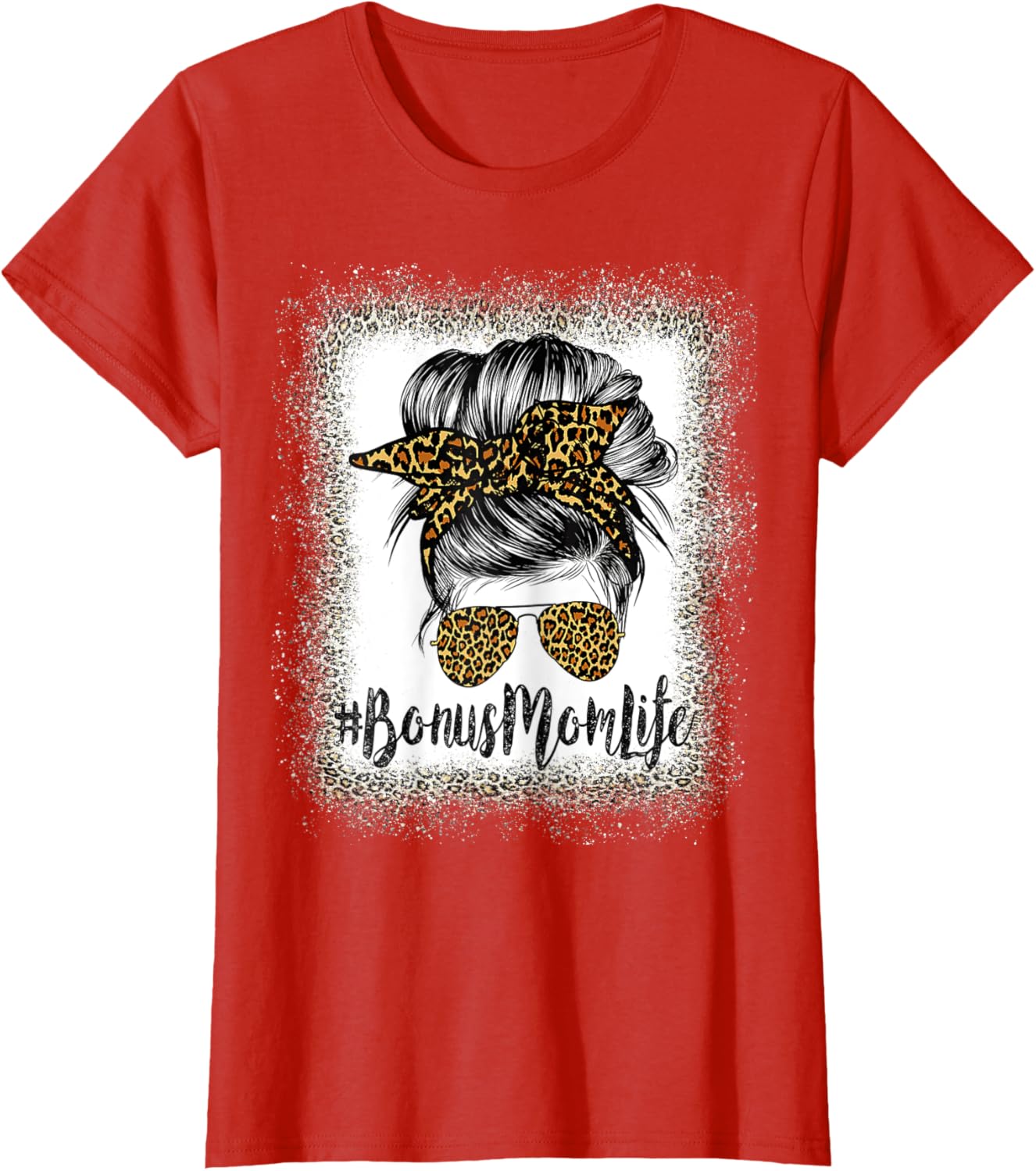 Bonus Mom Life Hair Bandana Glasses Leopard Mother's Day T