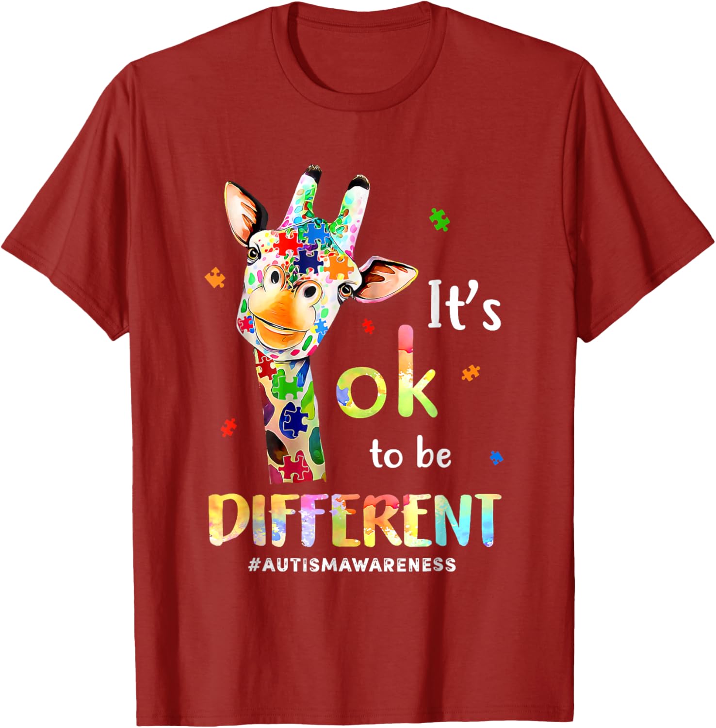 Autism Awareness Cute Giraffe Animal Its Ok To Be Different