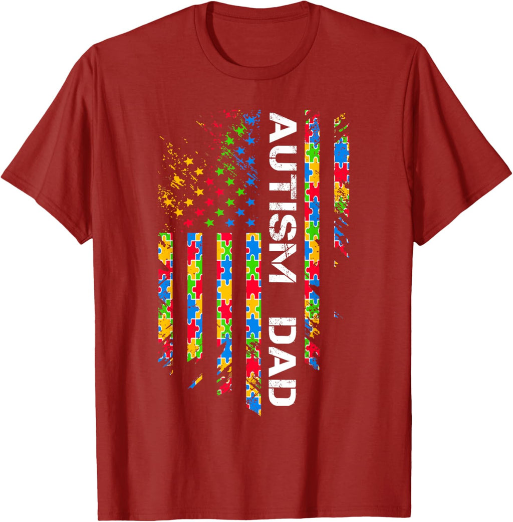 Autism Dad Awareness American Flag USA