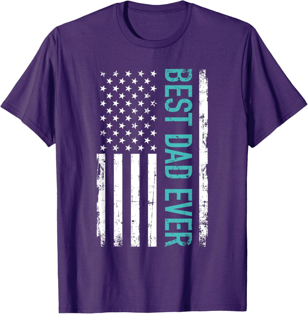 Father's day Best dad ever with US american flag Short Sleeve
