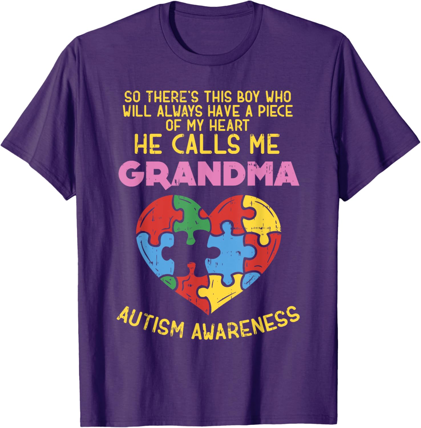 Grandma Autism Awareness Shirt Austistic Boy Piece My Heart