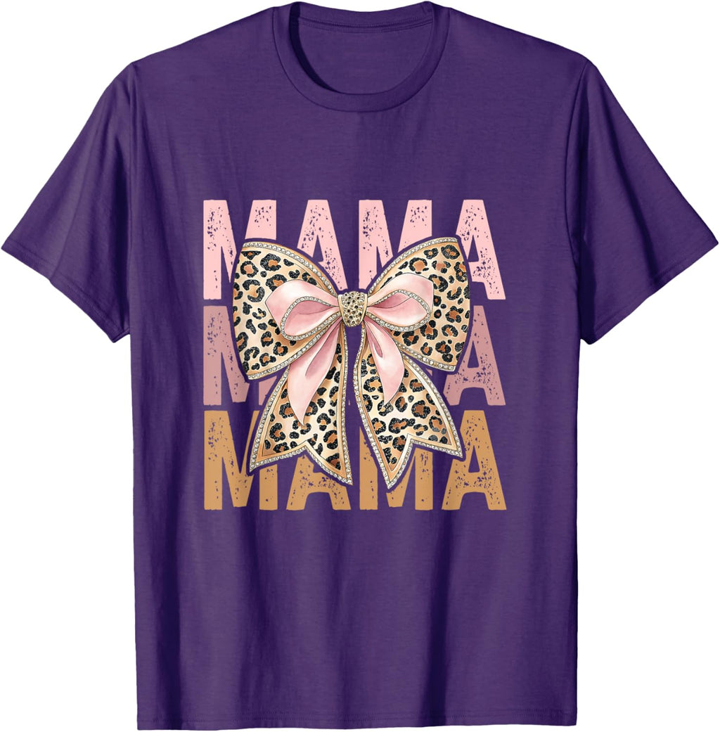 Retro Leopard Mama,Cute Mom Retro Coquette Bow Mother's Day