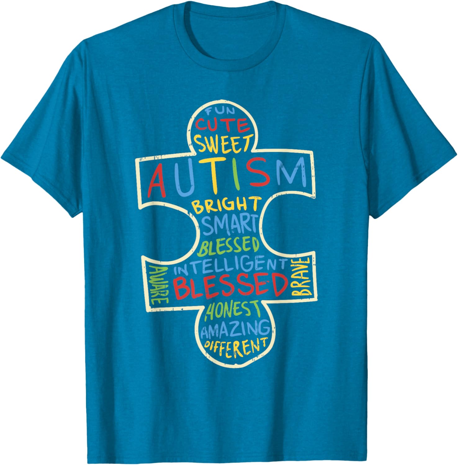 Autism Awareness Shirt Puzzle Piece Words Autistic Gift