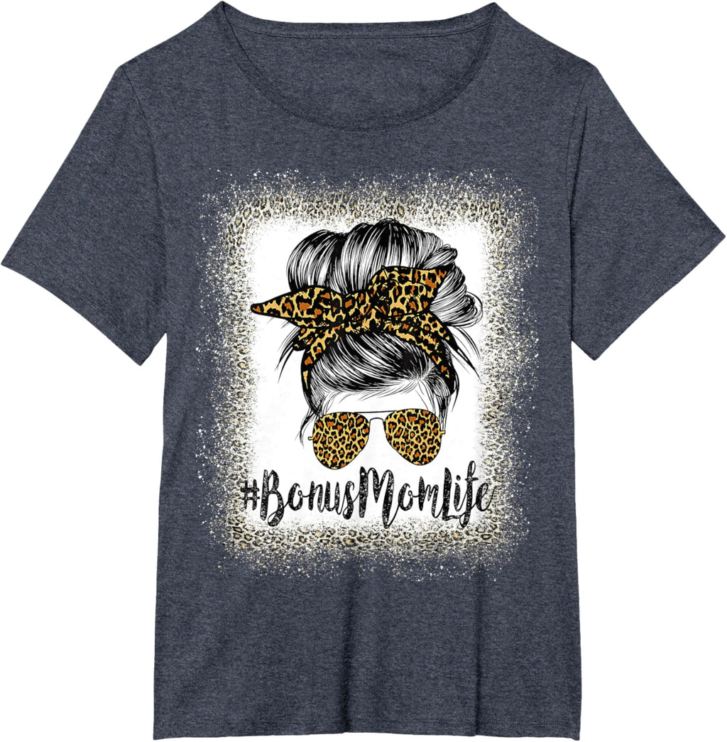 Bonus Mom Life Hair Bandana Glasses Leopard Mother's Day T
