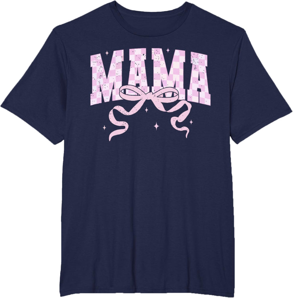 Retro Checkered Mama Coquette Mother's Day Pink Bow