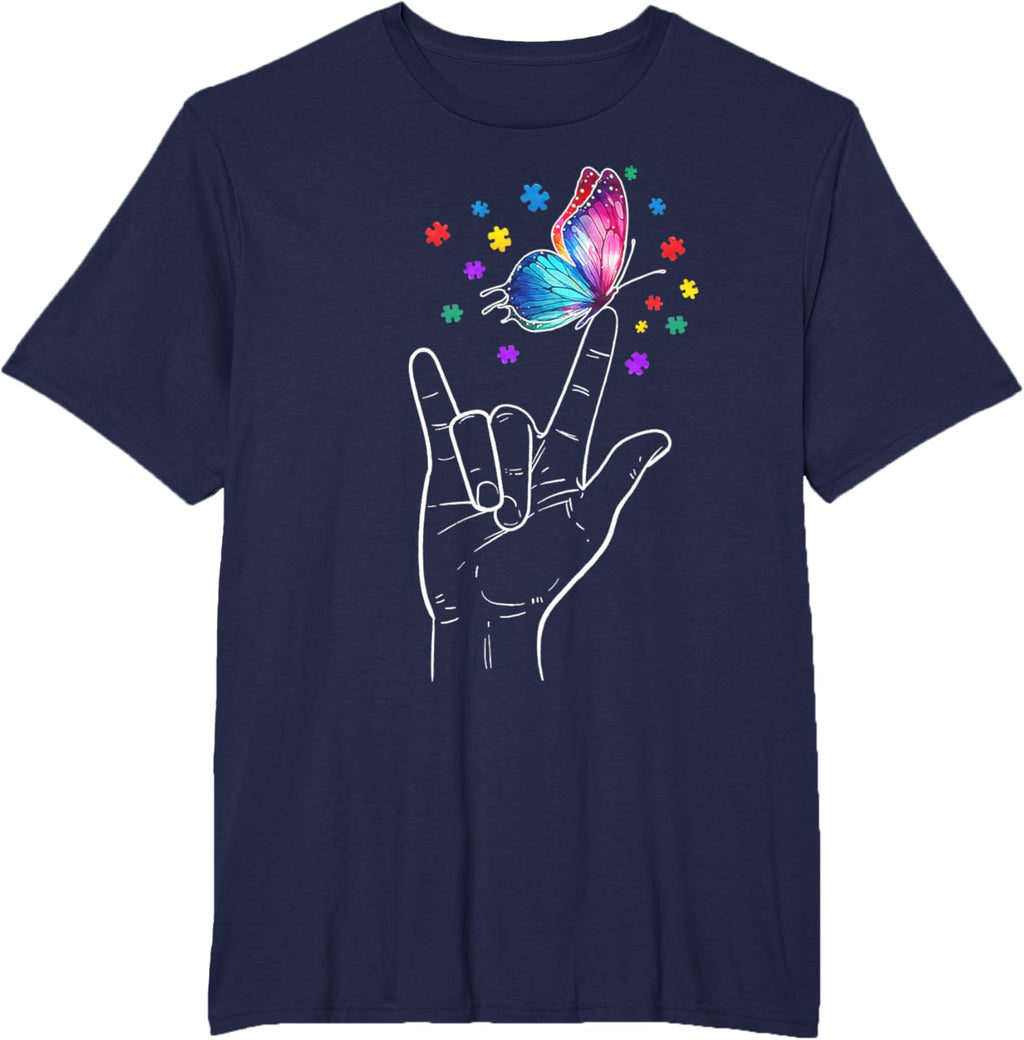I Love You Hand Sign Language Butterfly Autism Awareness
