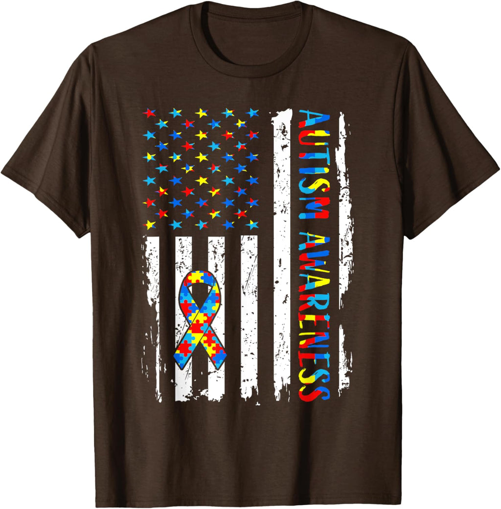 Autism Awareness Mom Dad USA flag Autistic Awareness Autism