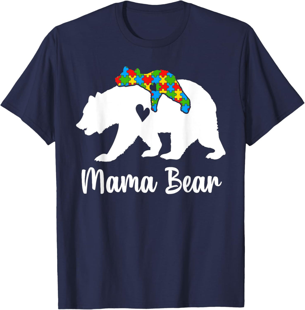 Mama Bear Love Support Autism Awareness Bear Family