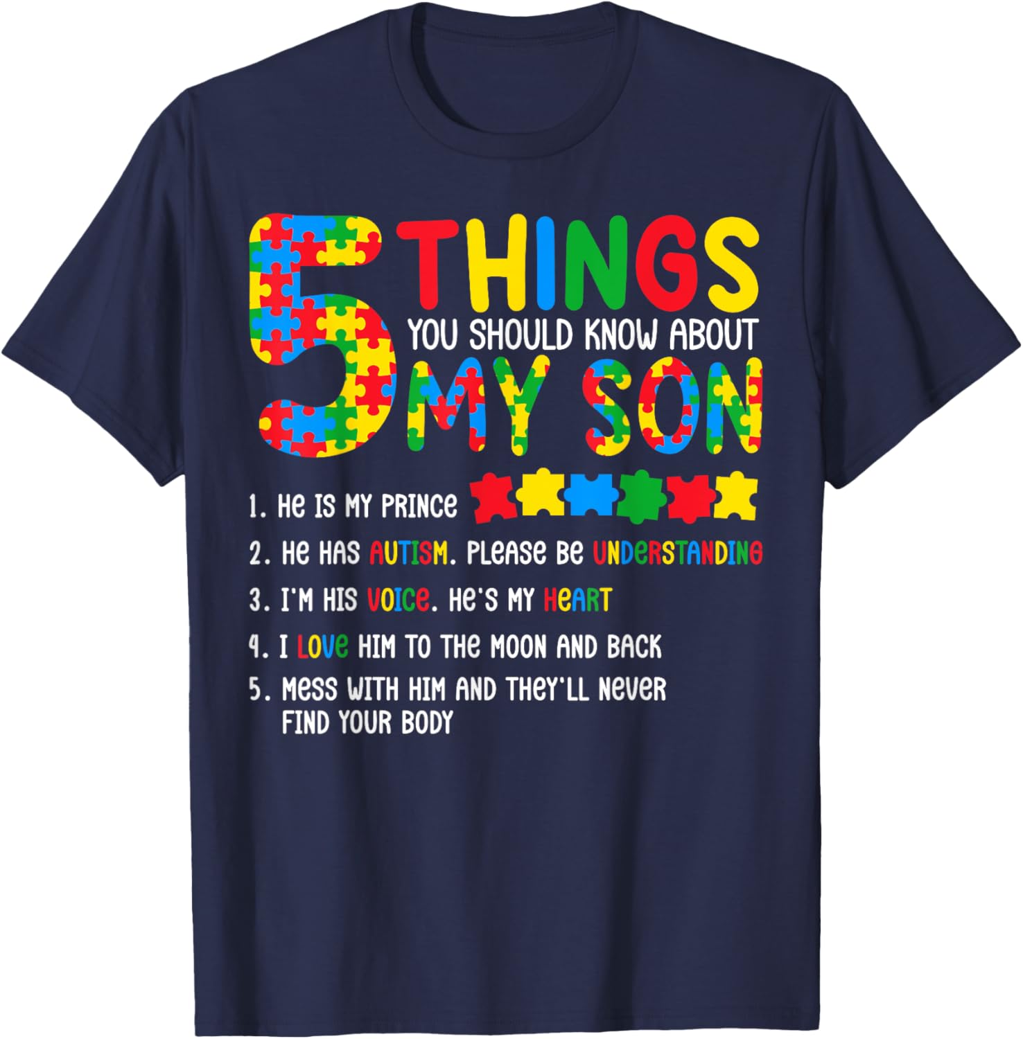 Autism Awareness Shirt 5 Things You Should Know About My Son
