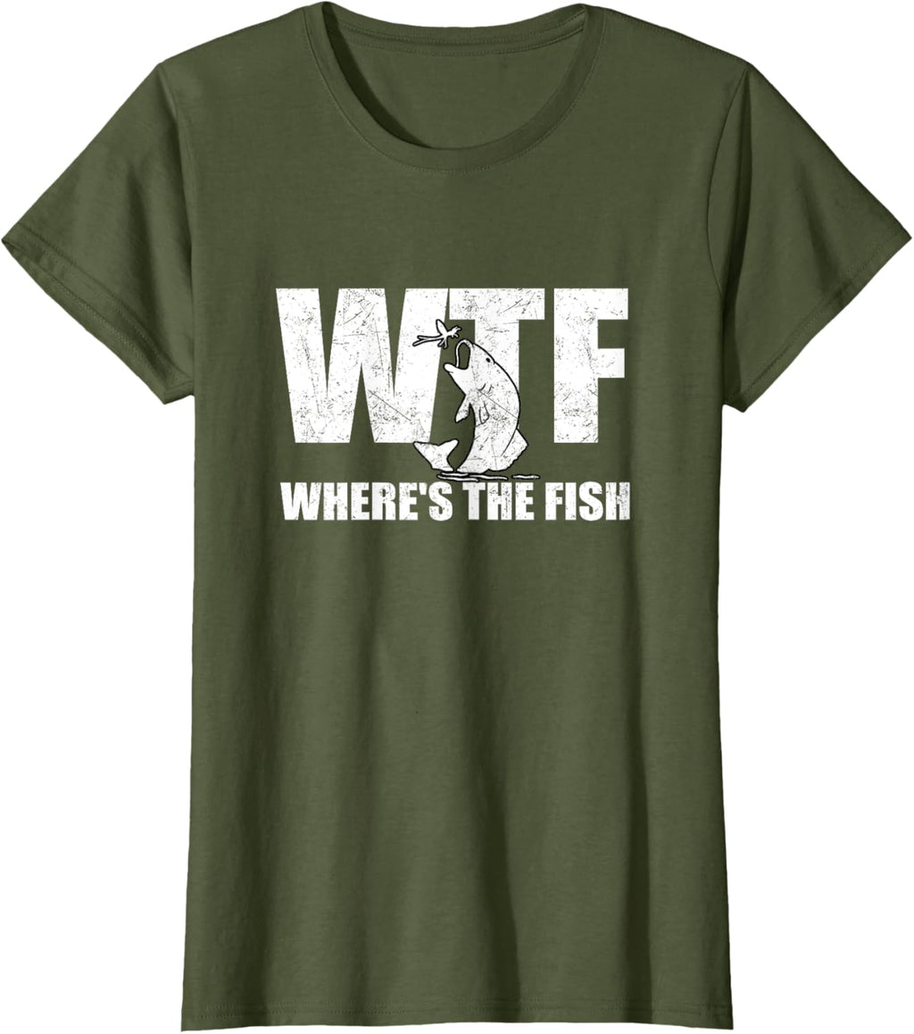 WTF Where's The Fish Men's Funny Fishing Gifts Fathers Day