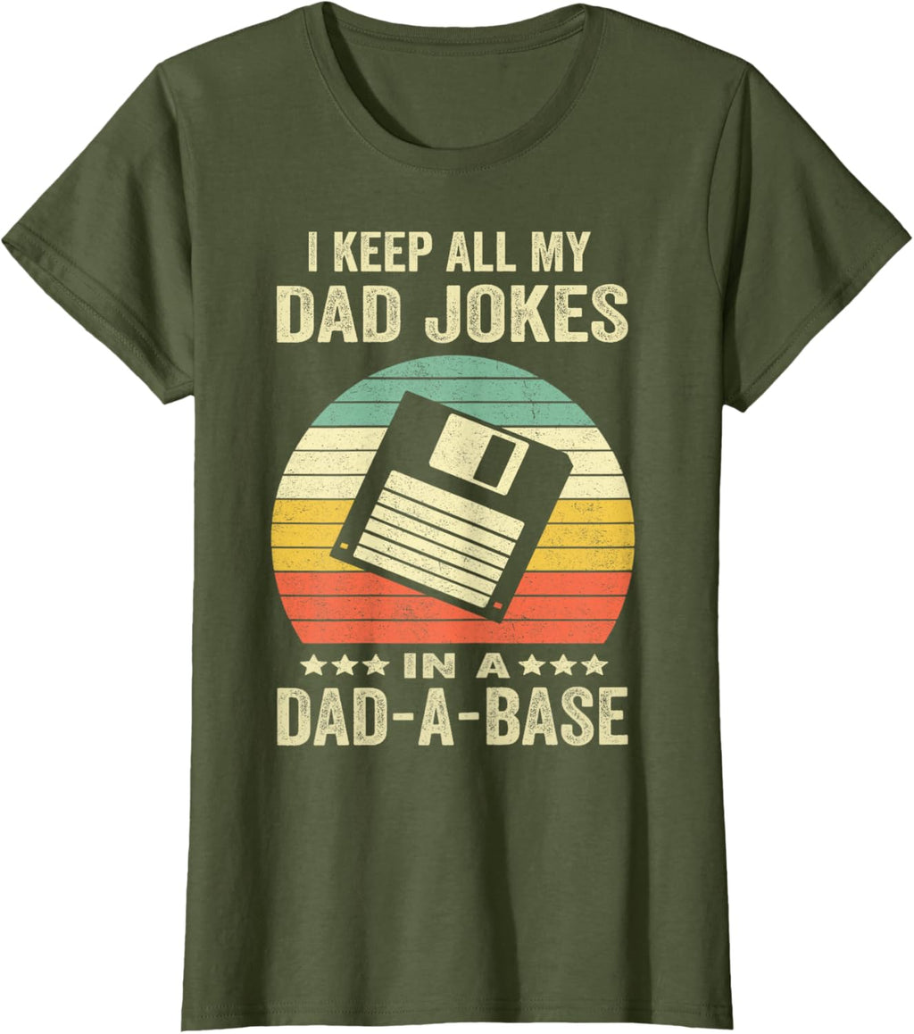 Mens Funny dad jokes in dad-a-base vintage for father's day