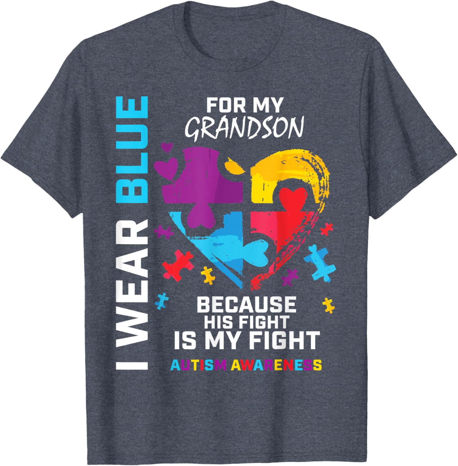 Grandma Grandpa I Wear Blue For My Grandson Autism Awareness
