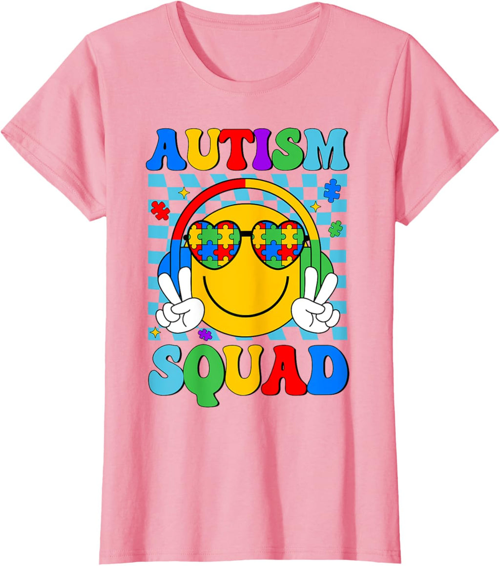 Autism Awareness Autism Squad Support Smile Face Women Men