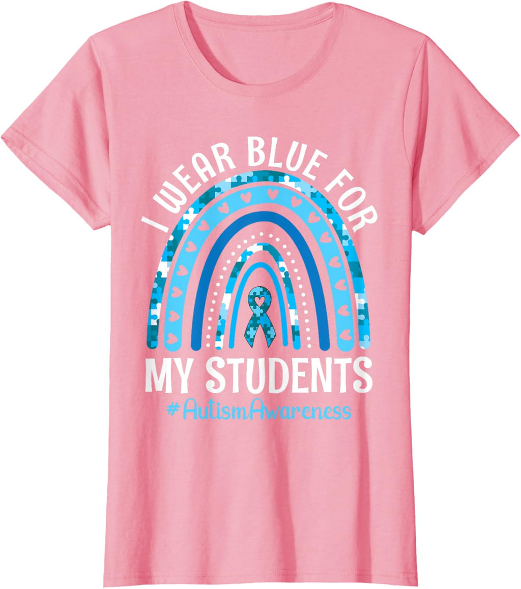 Happy Teacher I Wear Blue For My Students Autism Awareness