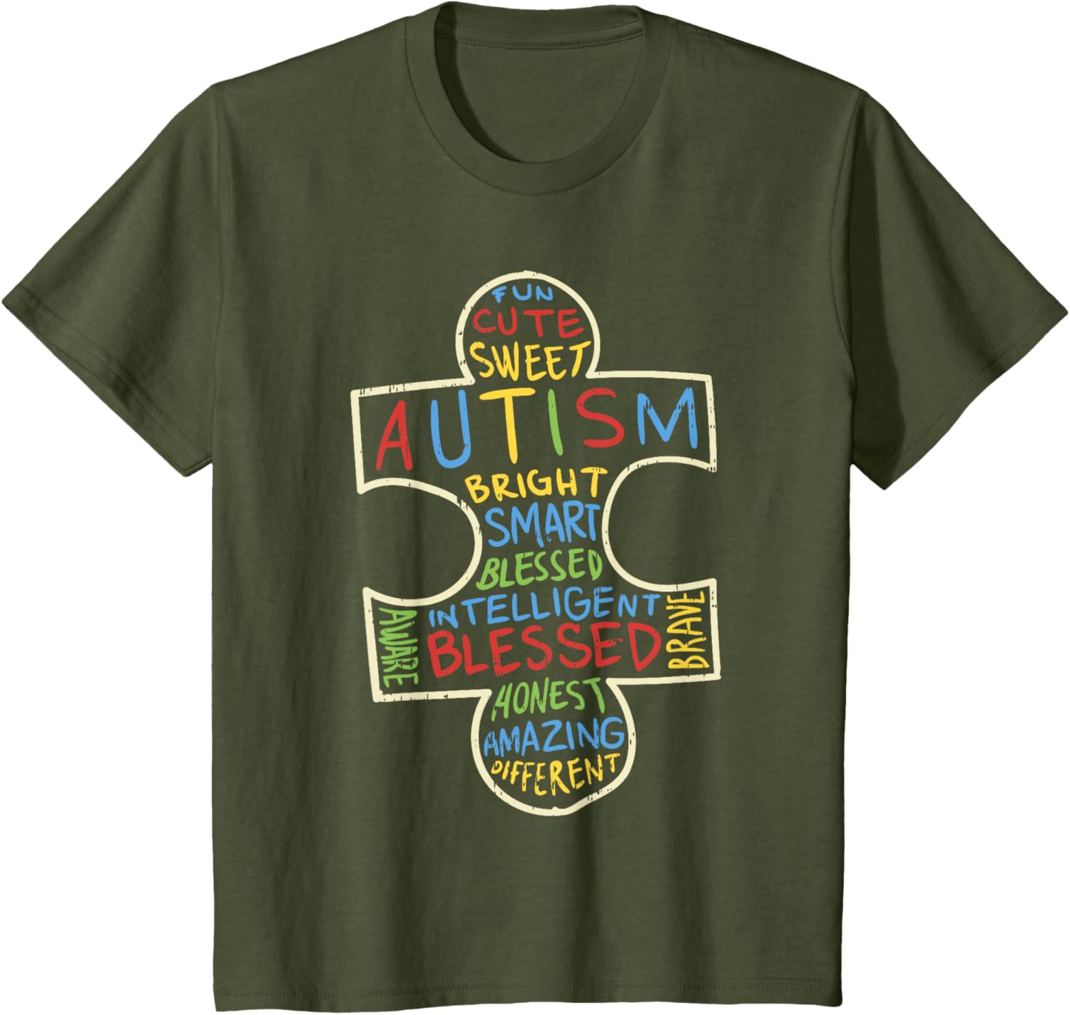 Autism Awareness Shirt Puzzle Piece Words Autistic Gift