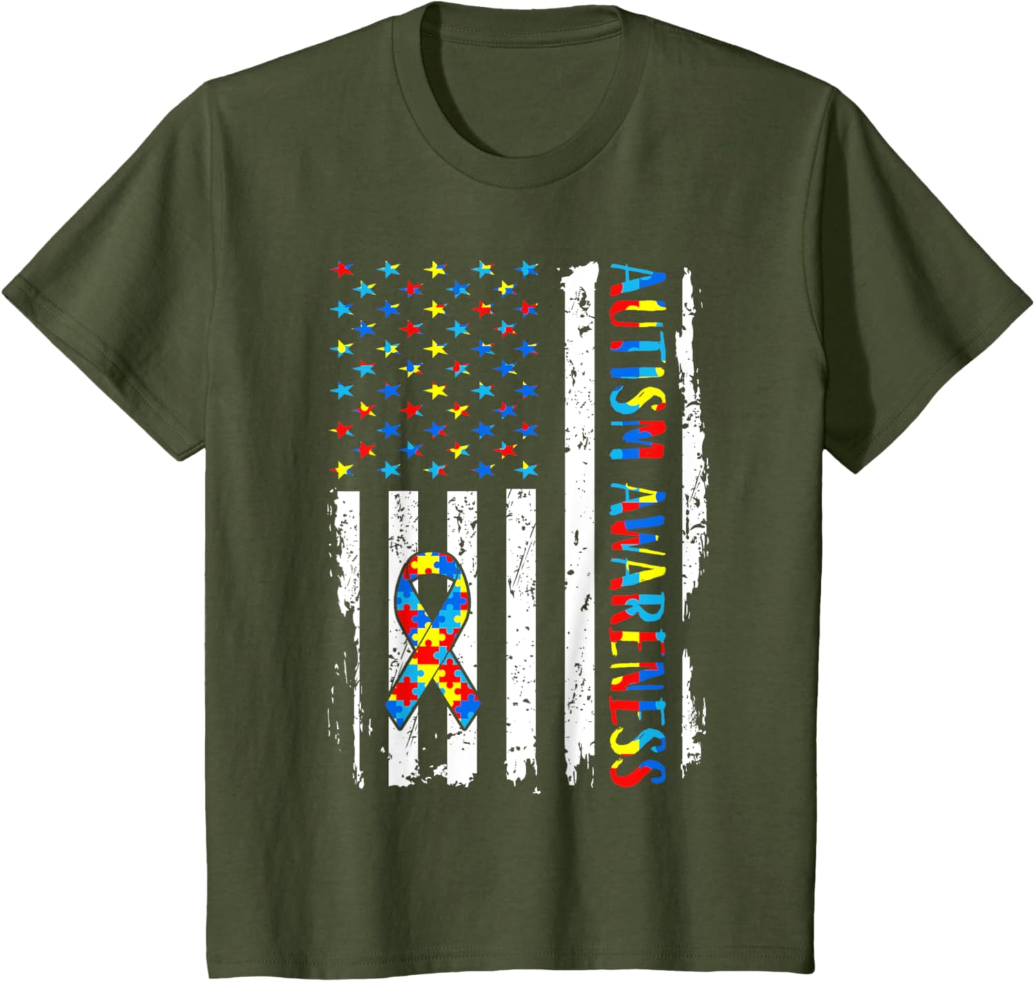 Autism Awareness Mom Dad USA flag Autistic Awareness Autism