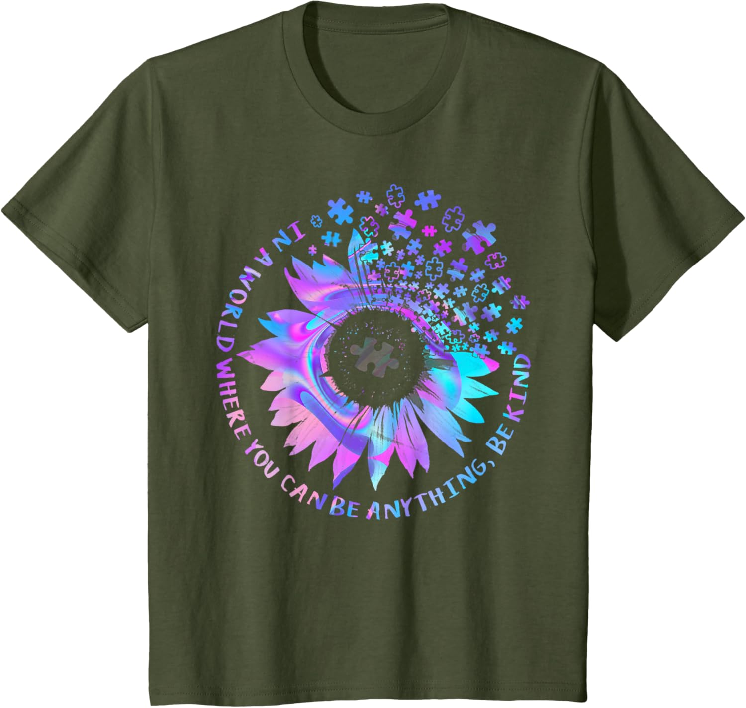 Be Kind Autism Awareness Kindness Sunflower Tie Dye Puzzle