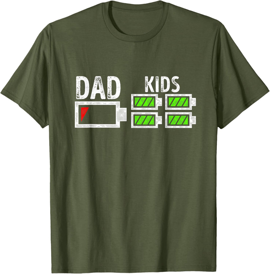 Dad of Four Low Battery Funny Father of 4 Kids Dad