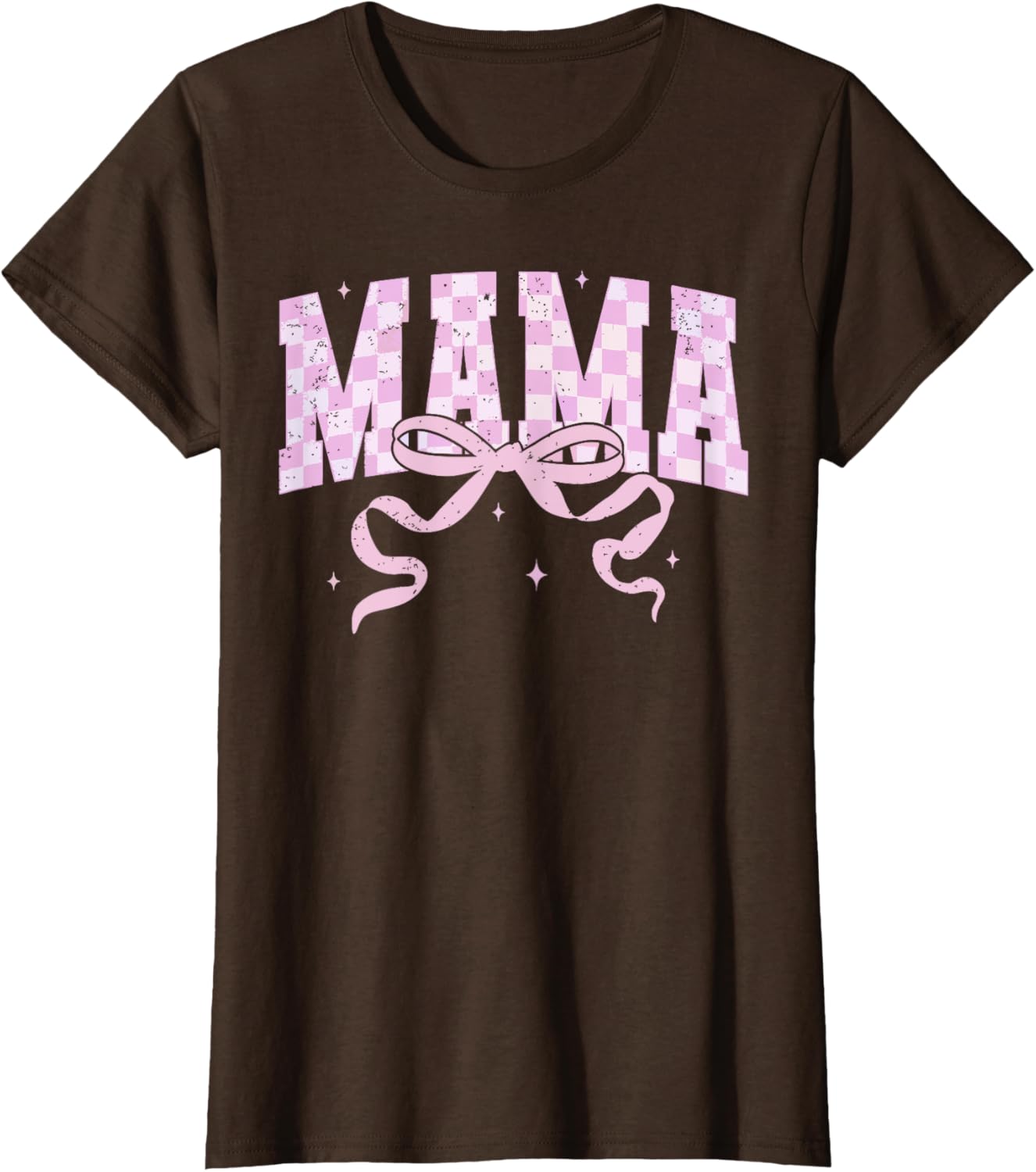 Retro Checkered Mama Coquette Mother's Day Pink Bow