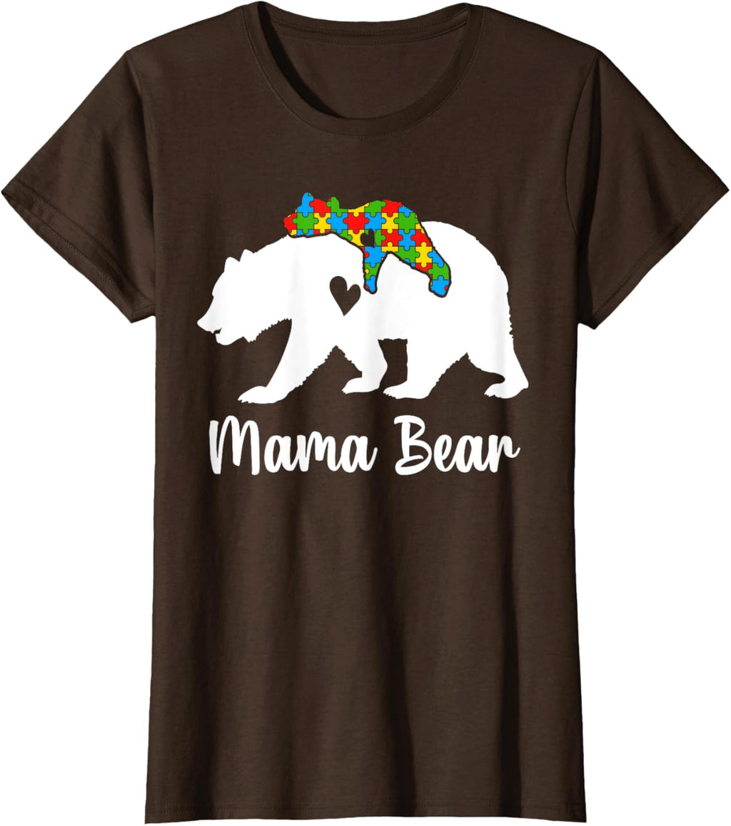 Mama Bear Love Support Autism Awareness Bear Family