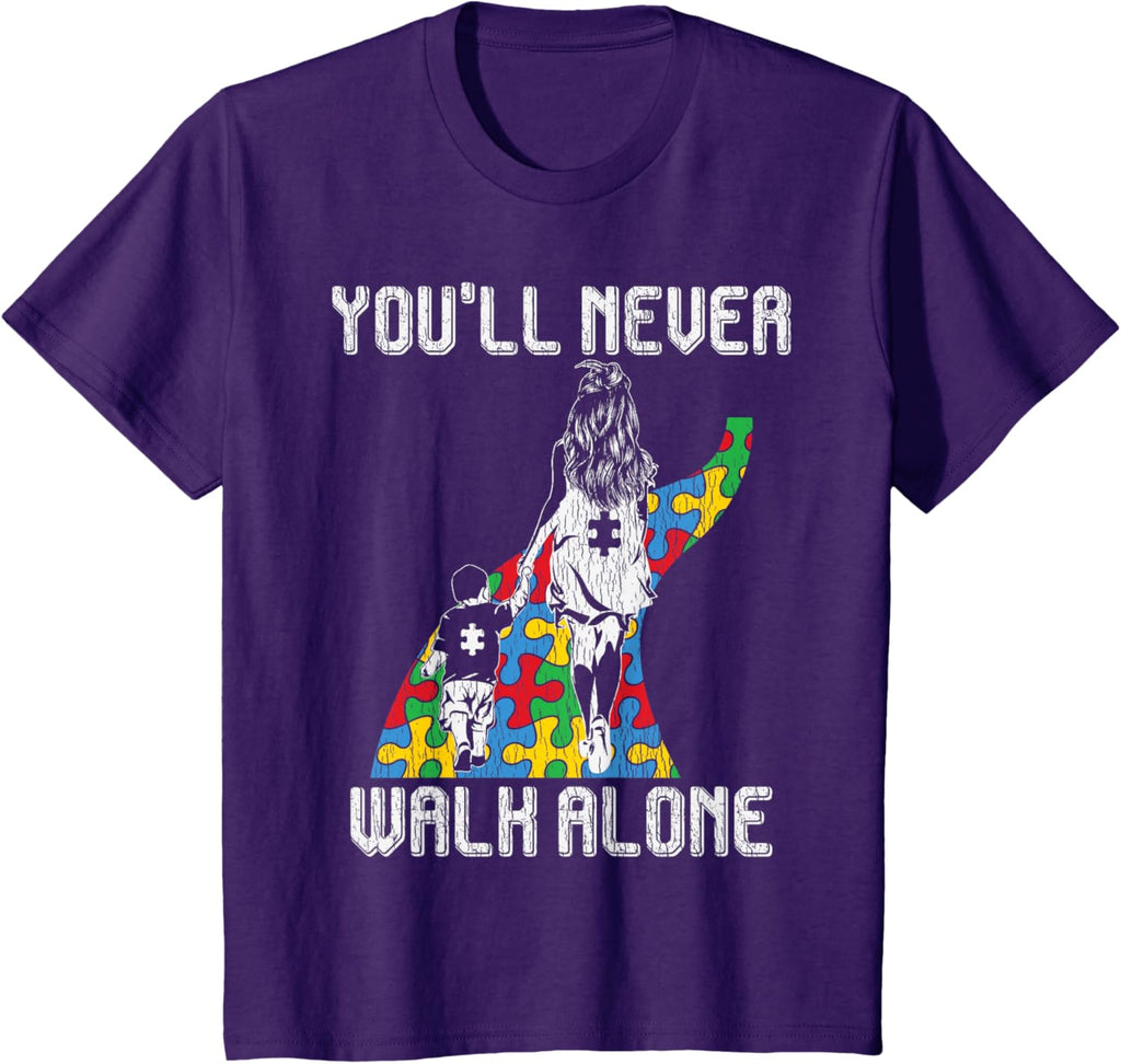 Vintage Mother Son Family Autistic Kids Autism Awareness Mom