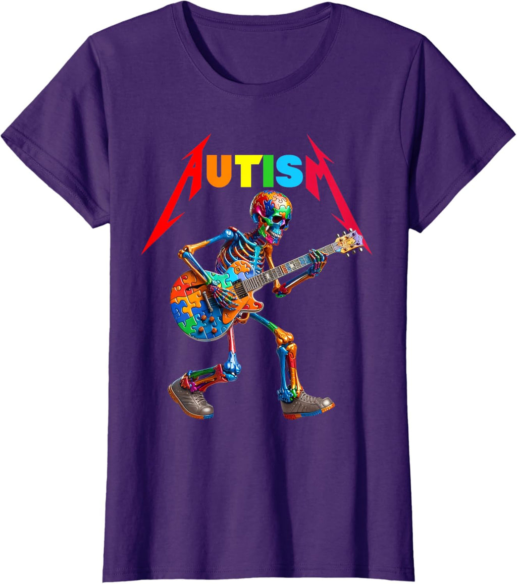 Autism Skeleton Guitar Rock Puzzle Music Autism Awareness