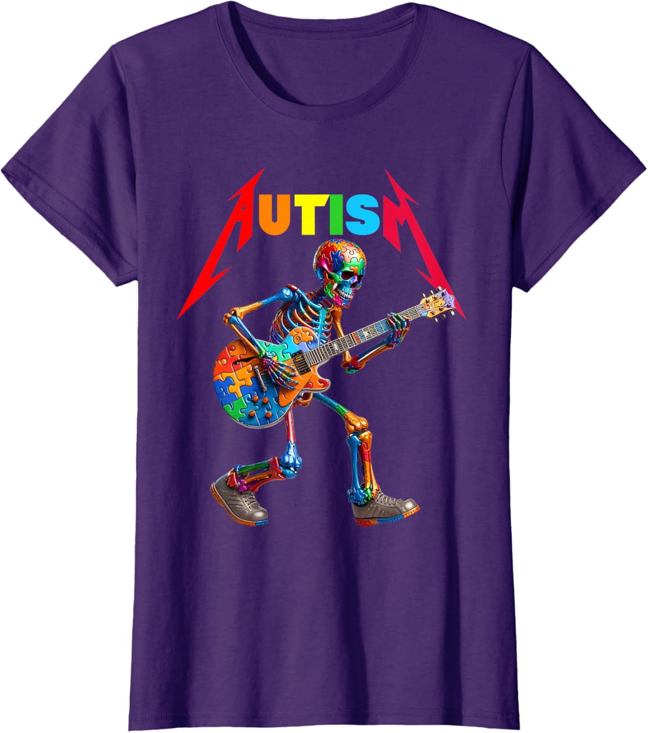 Autism Skeleton Guitar Rock Puzzle Music Autism Awareness