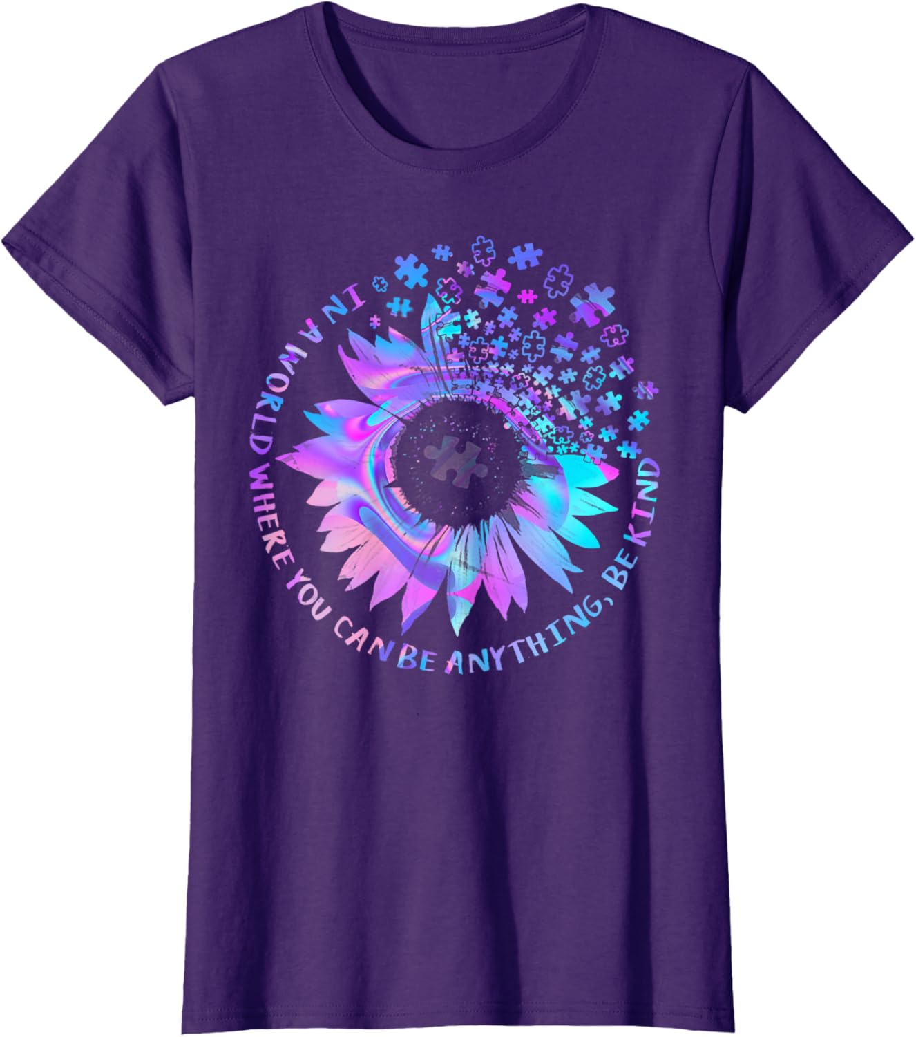 Be Kind Autism Awareness Kindness Sunflower Tie Dye Puzzle