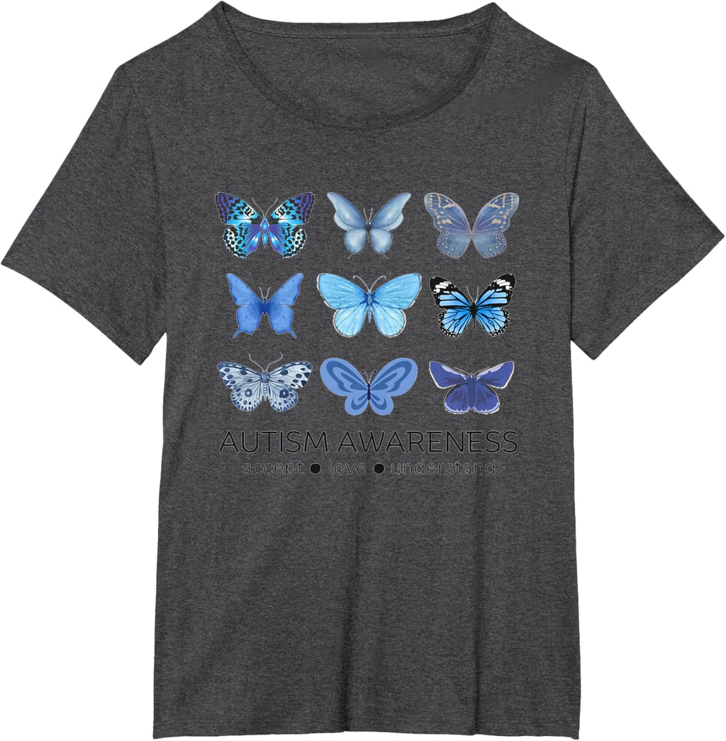 Women In April We Wear Blue Butterfly Autism Mental Health