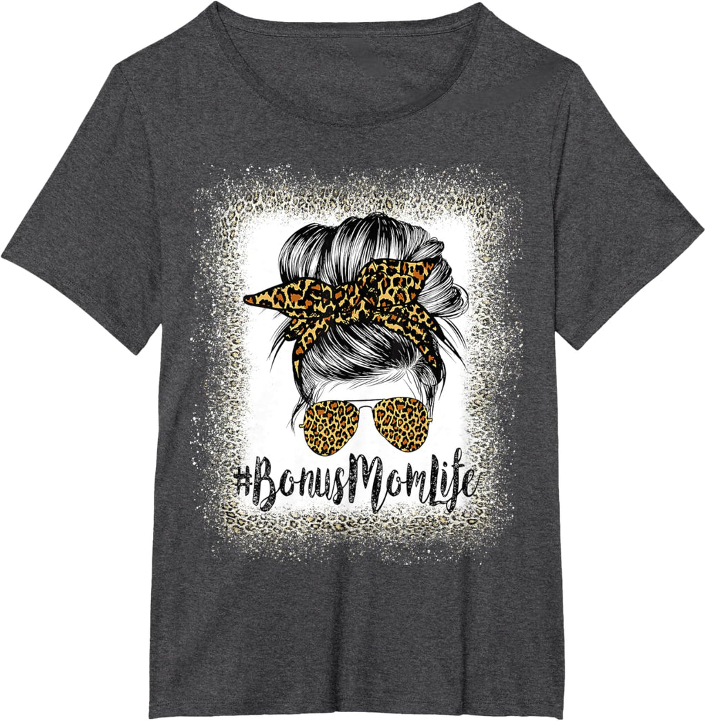 Bonus Mom Life Hair Bandana Glasses Leopard Mother's Day T