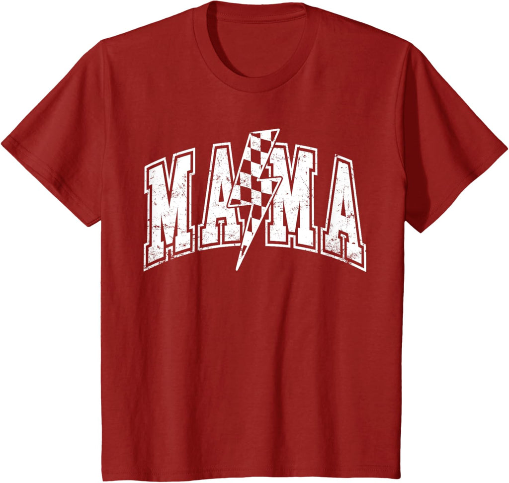 Mama Lightning Bolt Checkered Varsity Mom Women Mother's Day Mother Shirt